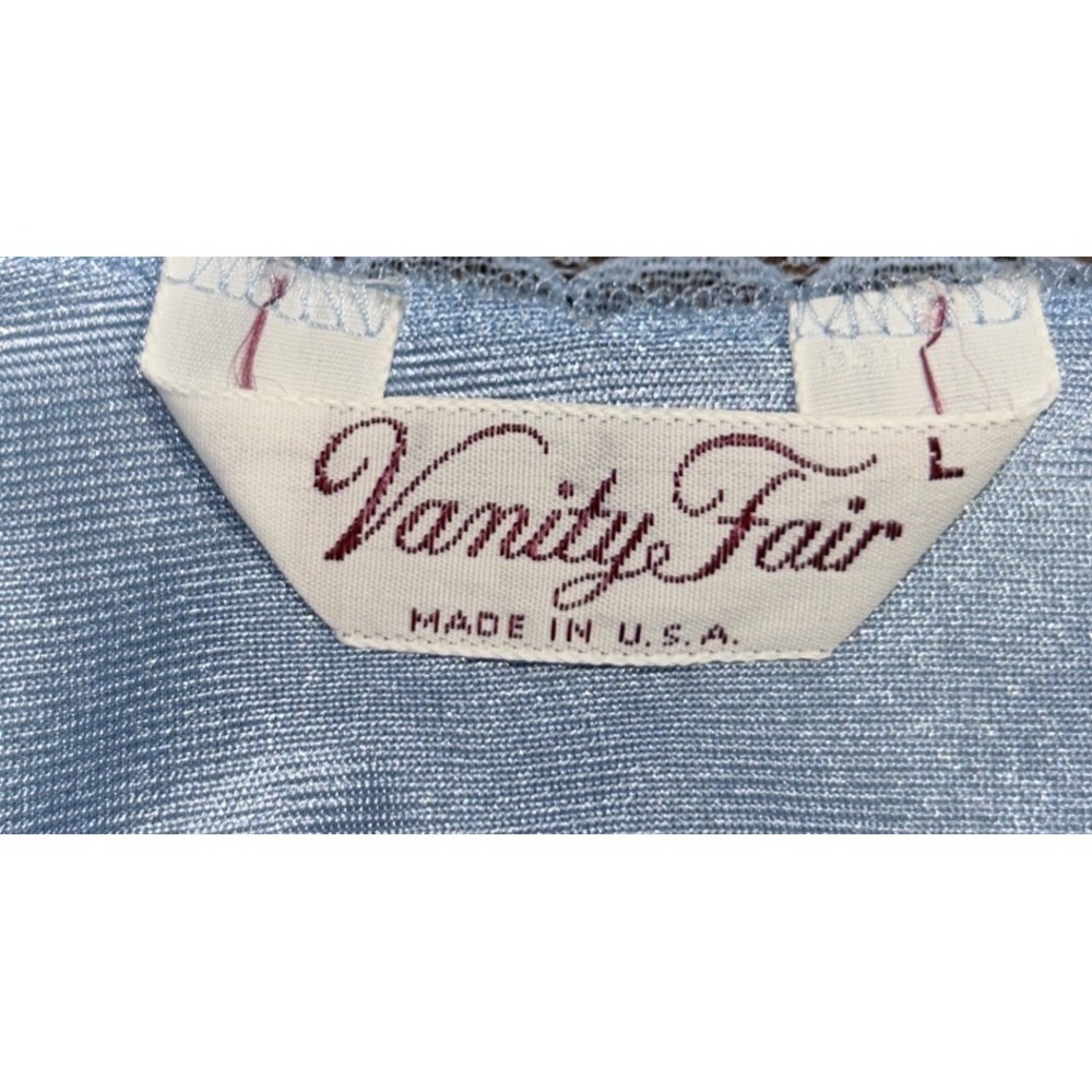 Vtg. Vanity Fair Long Nightgown Women's Size Large Blue with Lace Embellishment - Picture 5 of 8